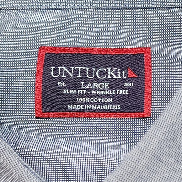 UNTUCKit Button Up Shirt Mens Large‎ Gray Slim Fit Cotton Wrinkle Free Preppy - Picture 5 of 5